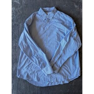 Charles Tyrwhitt Mens Classic Fit Striped Non-Iron Dress Shirt Blue White 19/36